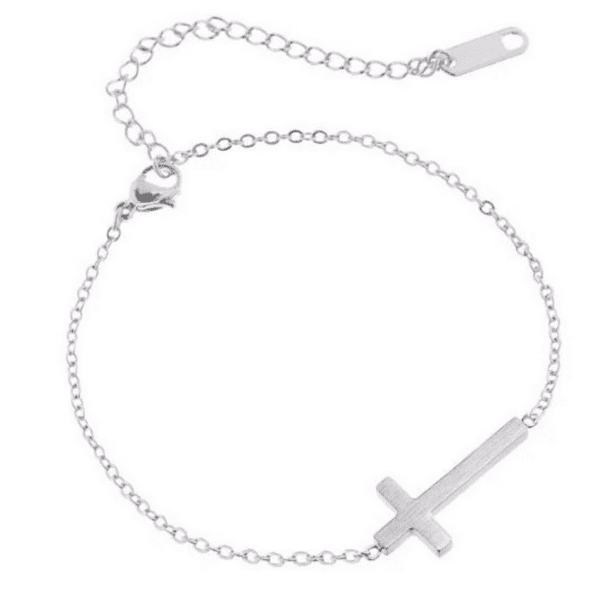 Cross silver ankle bracelet
